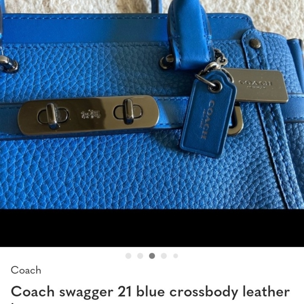Coach Swagger 21 Blue Leather Crossbody Bag - Picture 2 of 7